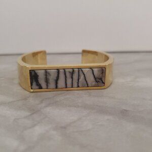 💖 J.Crew Marble Modern Minimal Cuff Gold Gray Grey Black Bracelet 💖